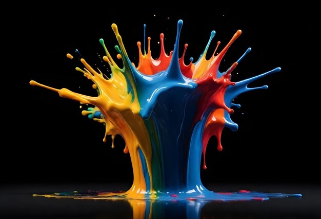 a colorful splash of paint is on a black background