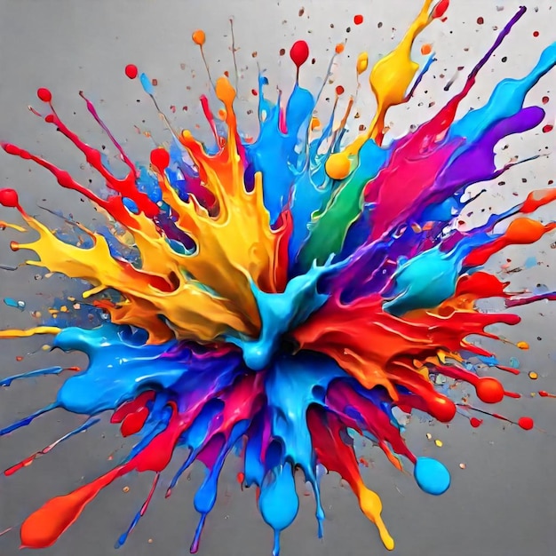 a colorful splash of paint is shown with a colorful splash