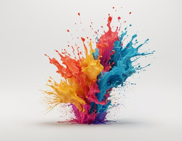 a colorful splash of paint is shown with a white background