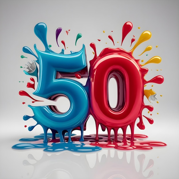 a colorful splash of paint with the number 50 on it