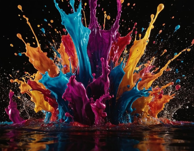 a colorful splash of water with purple and blue colors