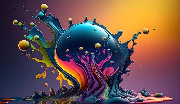 A colorful splash of water with a rainbow background.