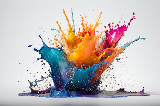 Colorful splash on white background generative ai