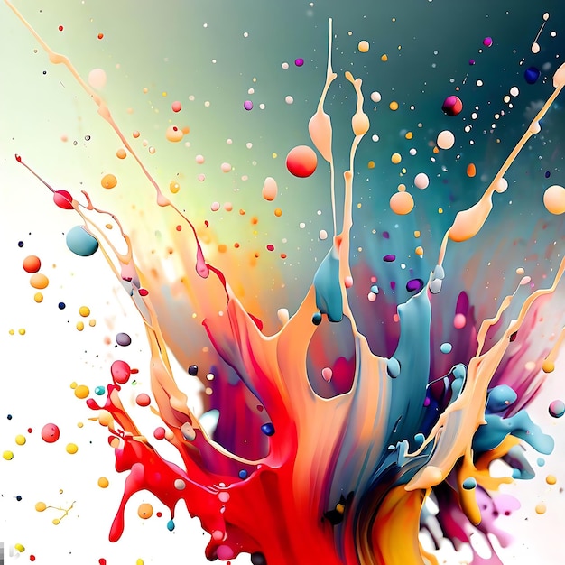 Colorful splashes of paint geometric abstract art