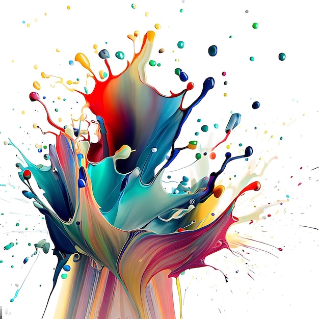 Colorful splashes of paint geometric abstract art