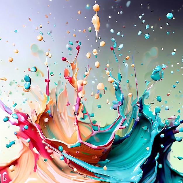 Colorful splashes of paint geometric abstract art