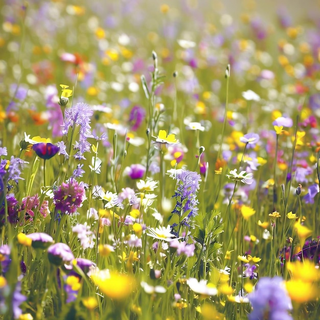 Colorful Springtime meadow of wildflowers