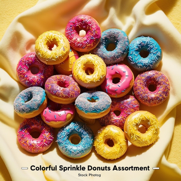 Photo colorful sprinkle donuts assortment