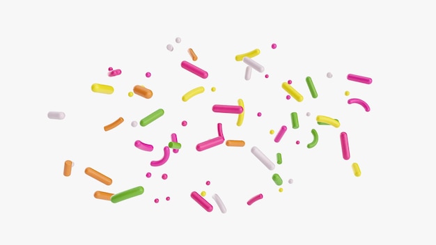 Colorful sprinkle falling 3d illustration