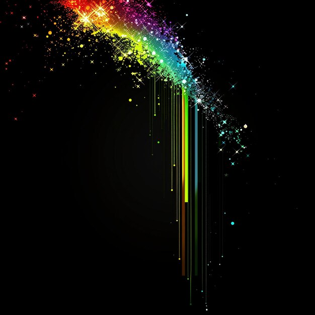 a colorful sprinkler is drawn on a black background