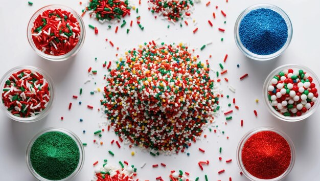 Photo colorful sprinkles in festive shapes perfect for holiday desserts