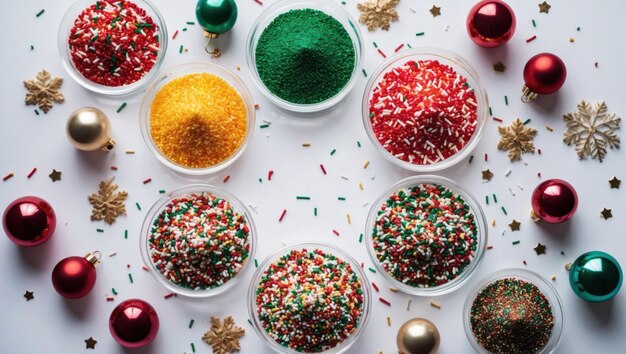 Photo colorful sprinkles in festive shapes perfect for holiday desserts