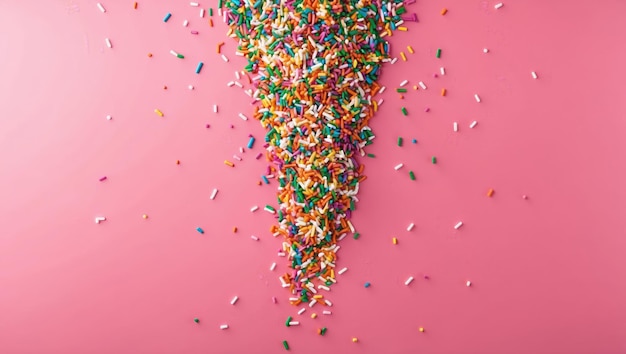 Photo colorful sprinkles scattered on a pink surface perfect for celebrations