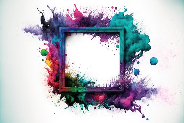 Colorful square arts of abstract frame concept of watercolor painting