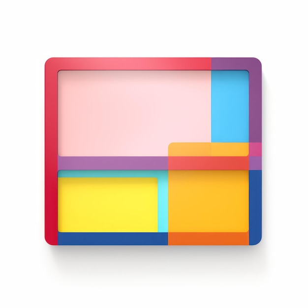 Photo colorful square icon with layered compositions rectangular fields