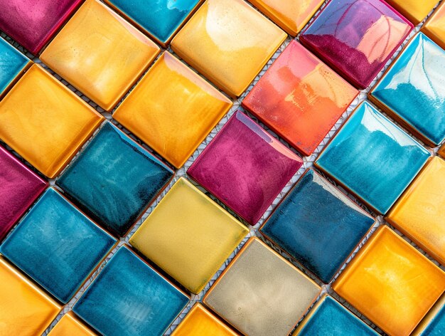 Photo colorful square tiles mosaic