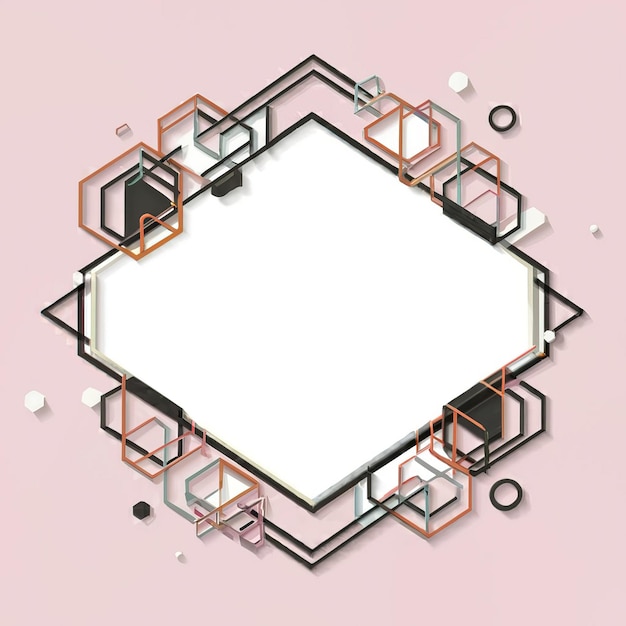 Photo a colorful square with a pink background with a white square in the middle