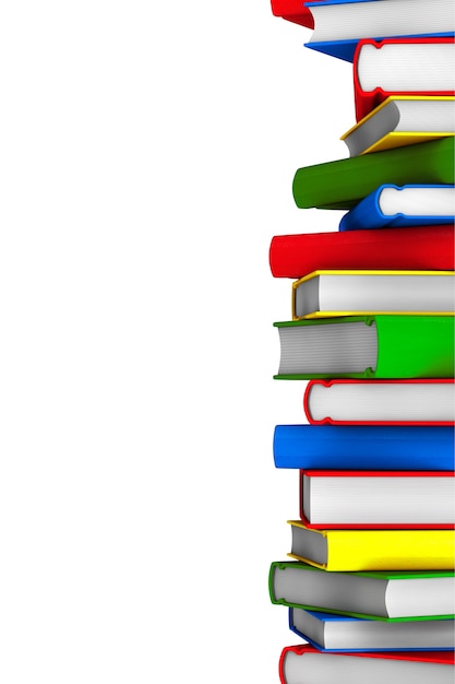 Colorful Stack of books on a white background