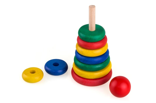 Colorful stacked round wooden circles