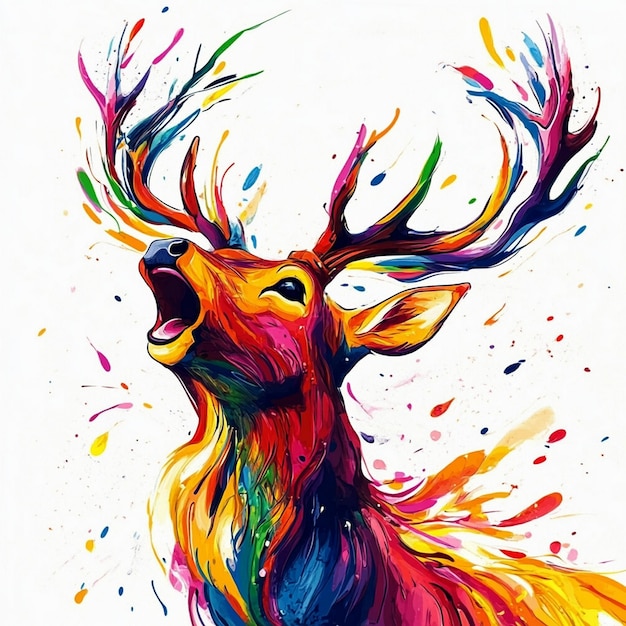 Colorful Stag Illustration Bold and Vibrant Art Celebrating Natures Majesty