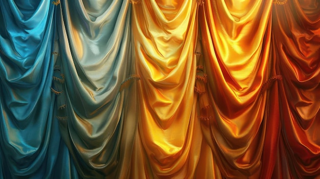 Colorful stage curtains with soft folds