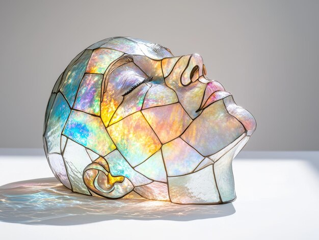 Photo colorful stained glass sculpture