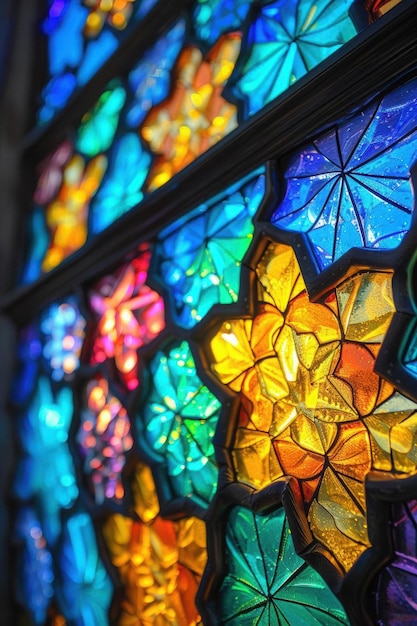 Colorful Stained Glass Window Detail