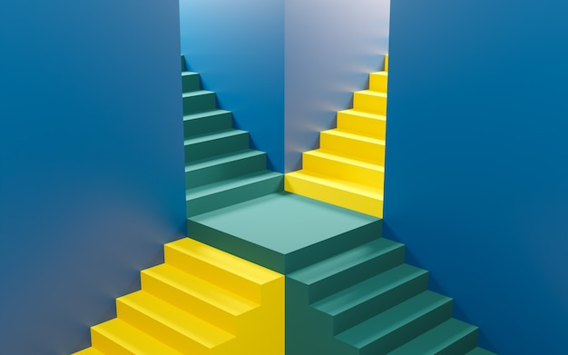 colorful staircase product stand. 3d rendering