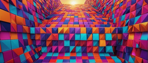 a colorful staircase with a pyramid of squares that say  the word  on the bottom