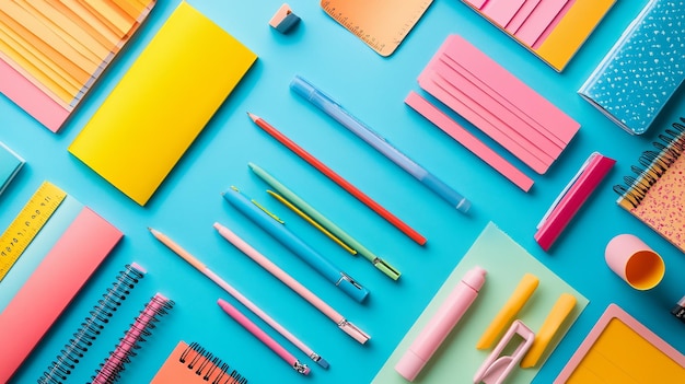 Colorful Stationery Flat Lay Brighten Your Workspace with This Inspiring Design