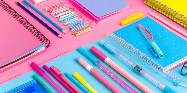 Colorful Stationery Flatlay