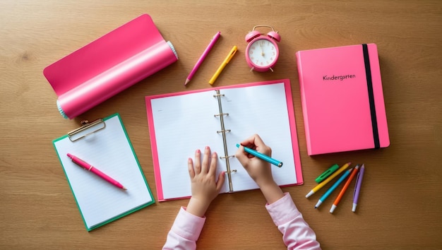 Colorful stationery laid out for creative planning and collaboration