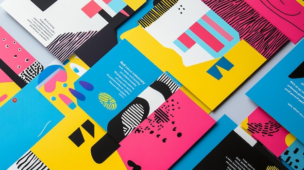 Photo colorful stationery mockup with abstract patterns