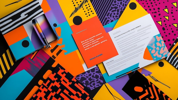 Colorful Stationery Mockup with Abstract Patterns