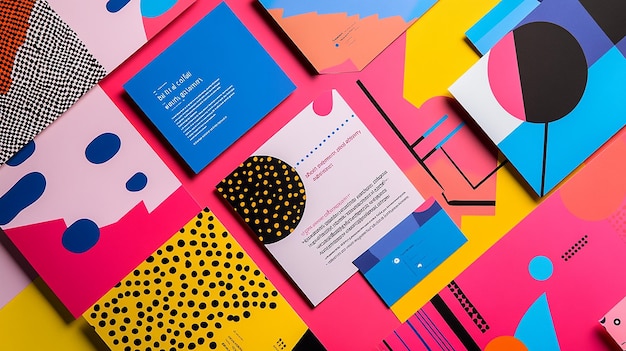 Colorful Stationery Mockup with Abstract Patterns