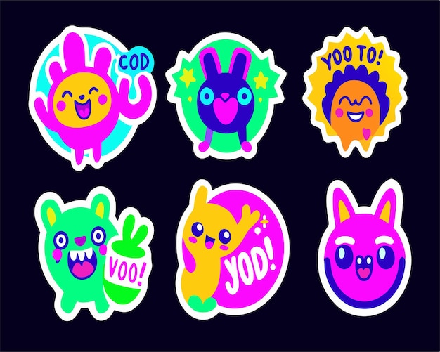 a colorful sticker Cartoon good job sticker set