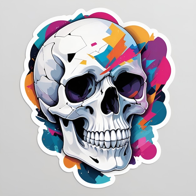 Photo a colorful sticker with a skull and colorful flowers on it