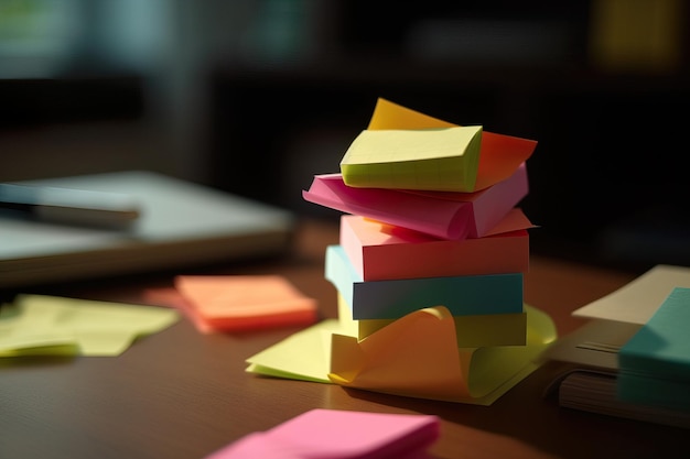 Colorful sticky notes representing tasks and their progress across different stages