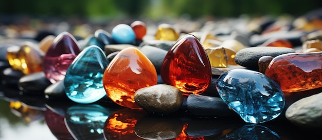 Colorful stones on the ground