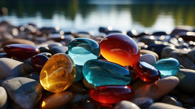 Colorful stones on the river