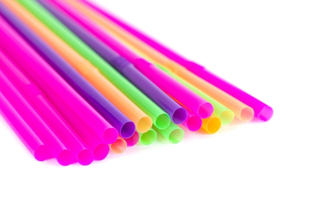 Colorful straws for drinks isolated, object.