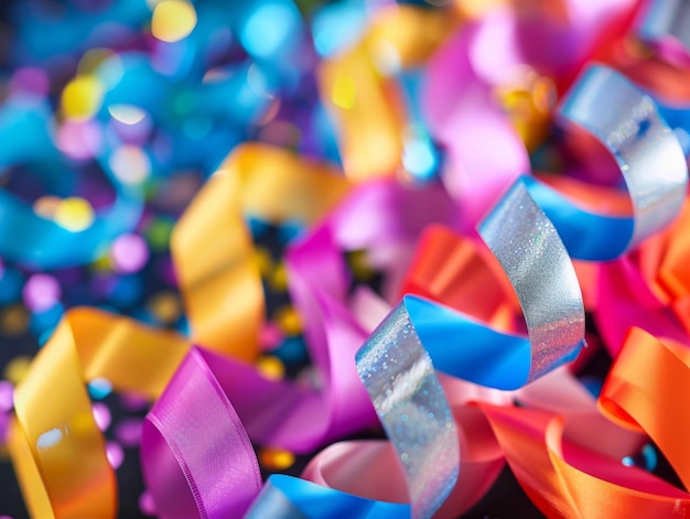 Colorful streamers confetti in vibrant colors perfect for celebrations festive events