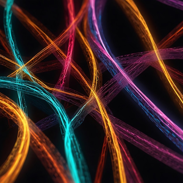 a colorful string of neon lights with a black background