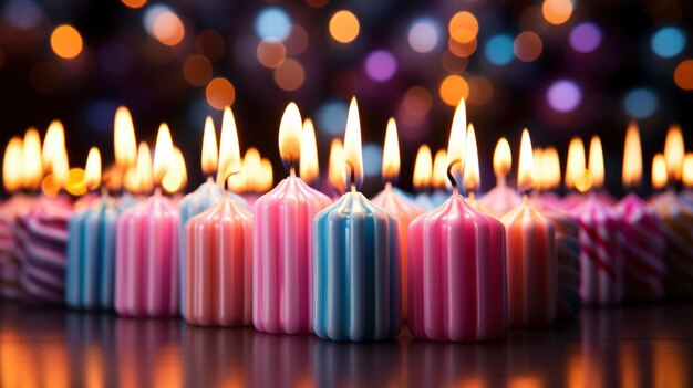 Colorful Striped Birthday Candles On Lilac Background HD Illustrations