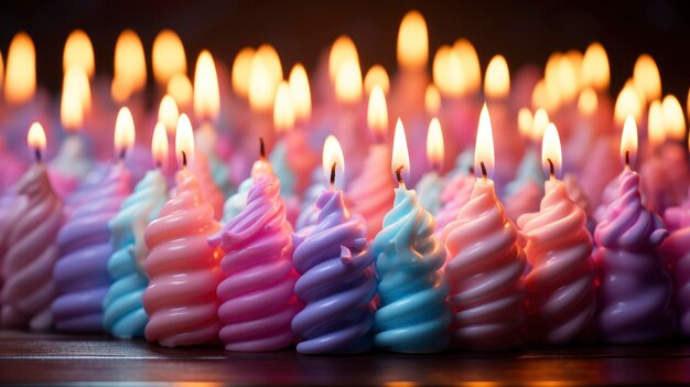 Colorful Striped Birthday Candles On Lilac Background HD Illustrations