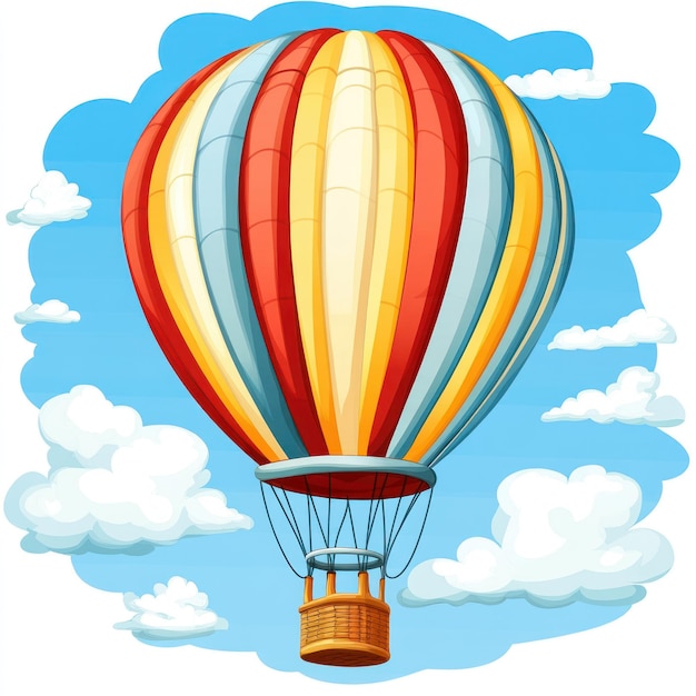 Photo colorful striped hot air balloon illustration