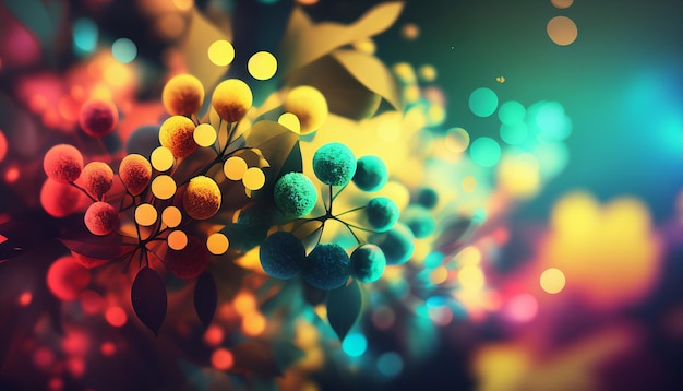 Colorful summer background with bokeh 3d rendering Generative AI