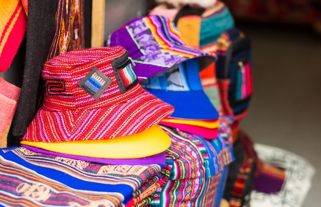 Colorful summer hats with different patterns