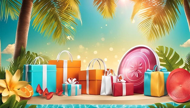 Photo colorful summer sale background with offer