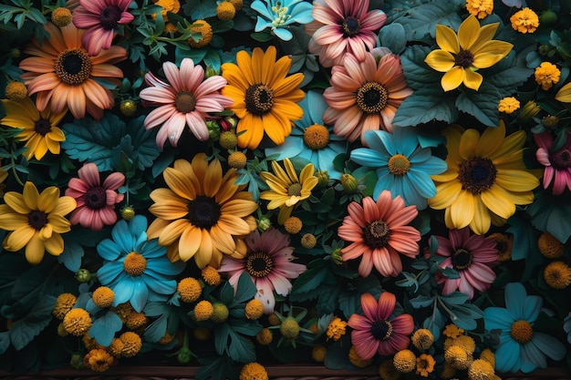 Colorful Sunflowers in Focus A Vibrant Garden Display